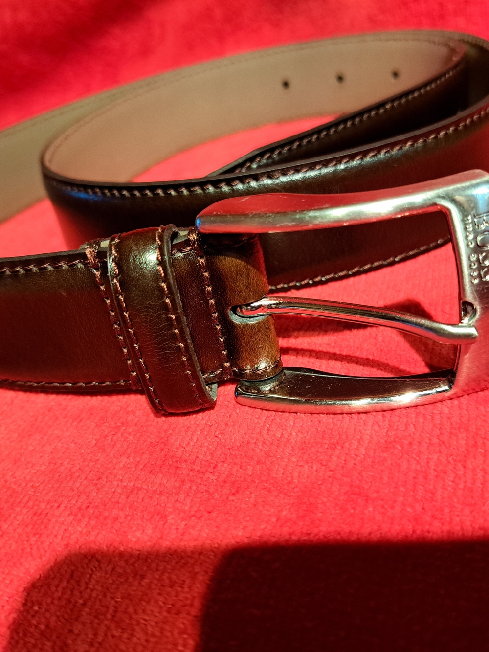 Hugo Boss Men's Brown Leather Belt with Silver Buckle